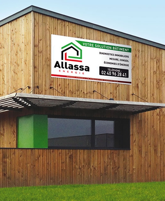 Façade du bâtiment Allassa Energie en bois et métal